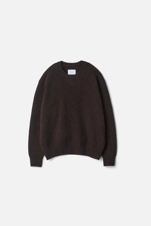 Extra Fine Wool Crew Neck Knit Dark Brown