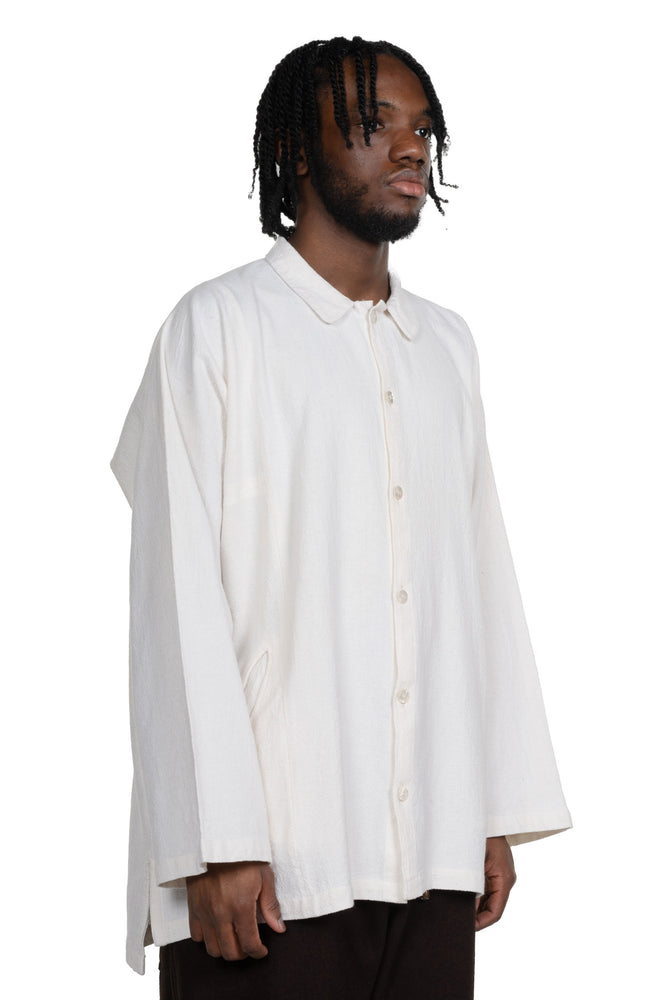 Farmer Shirt Herringbone Natural Fuuai Cotton