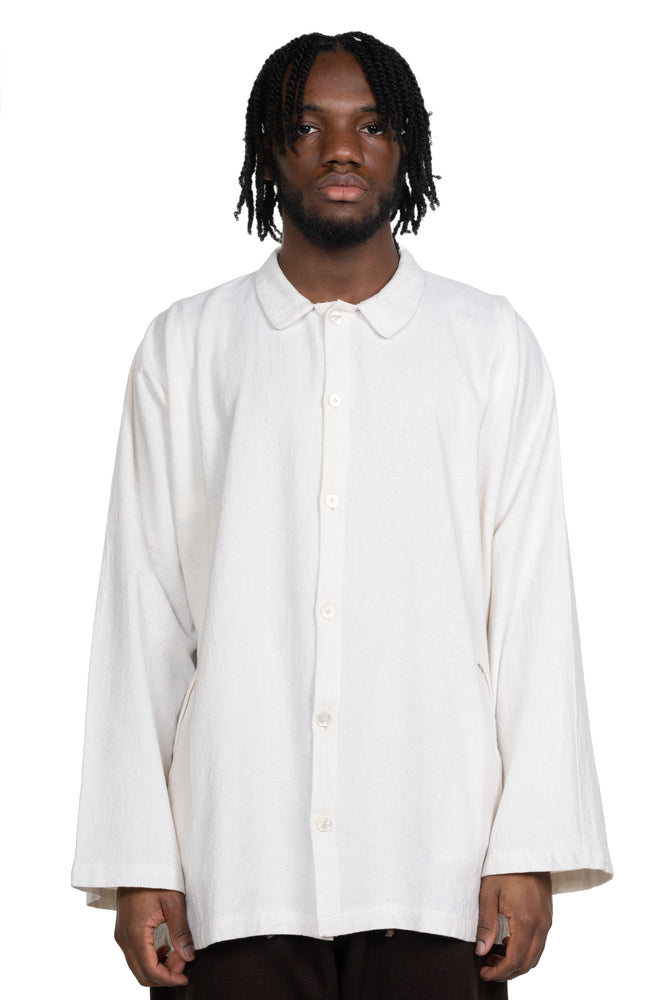 Farmer Shirt Herringbone Natural Fuuai Cotton