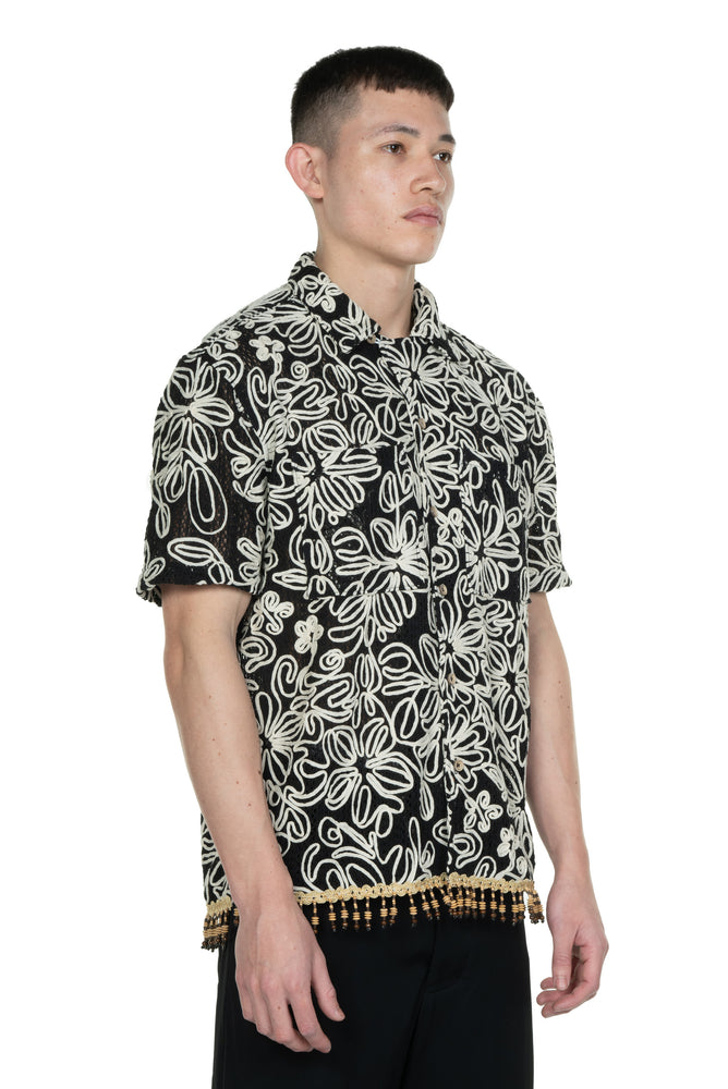 Flower Jacquard Shirt Black