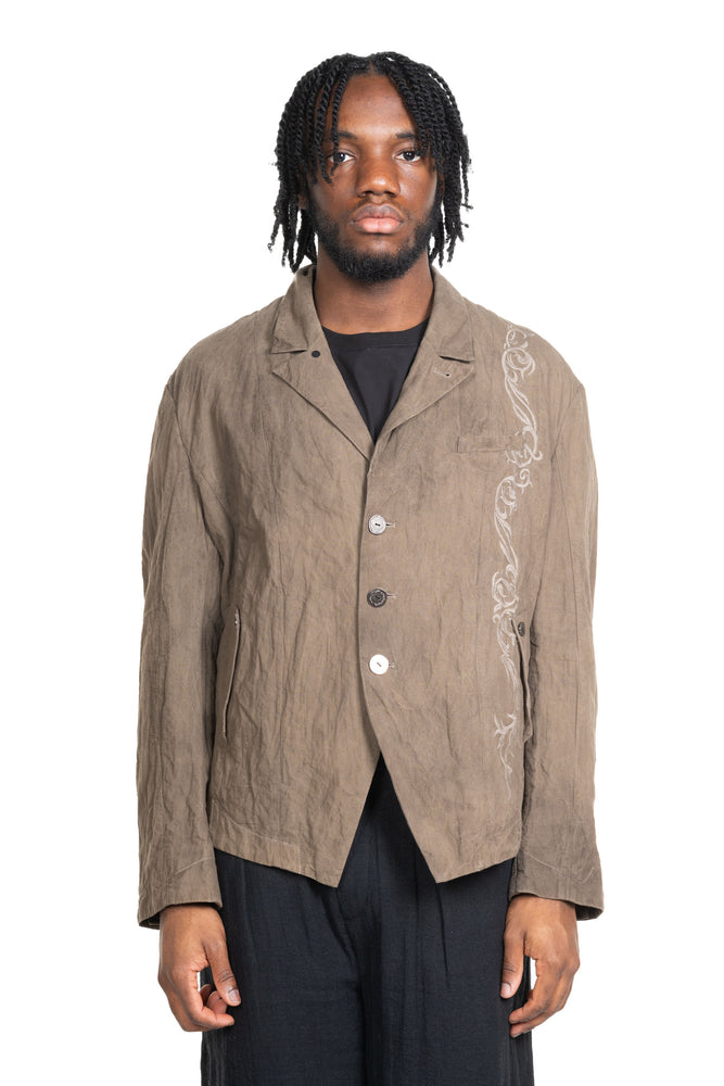 FM Embroidered Blazer Crinkle Dyed Grey