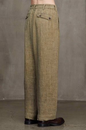 Front Pleat Trousers Faded Olive