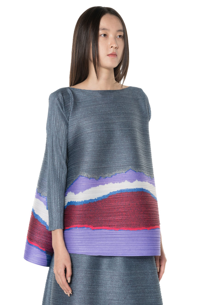 Grainy Colors Top Dark Blue Grey