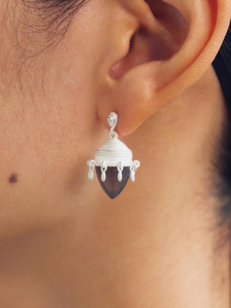 Grey Agate Beaded Earring