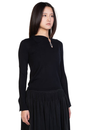 High Neck Cable Pearls Pullover