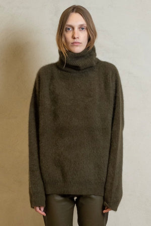 High Neck Top Army Green