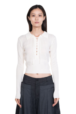 Feng chen Wang Lace-Up Henley Top