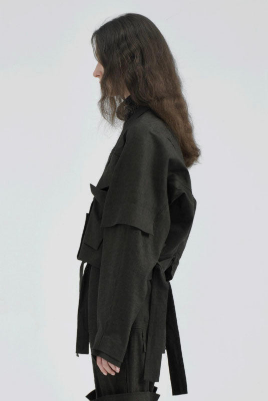 Linen and Silk Jacket Green