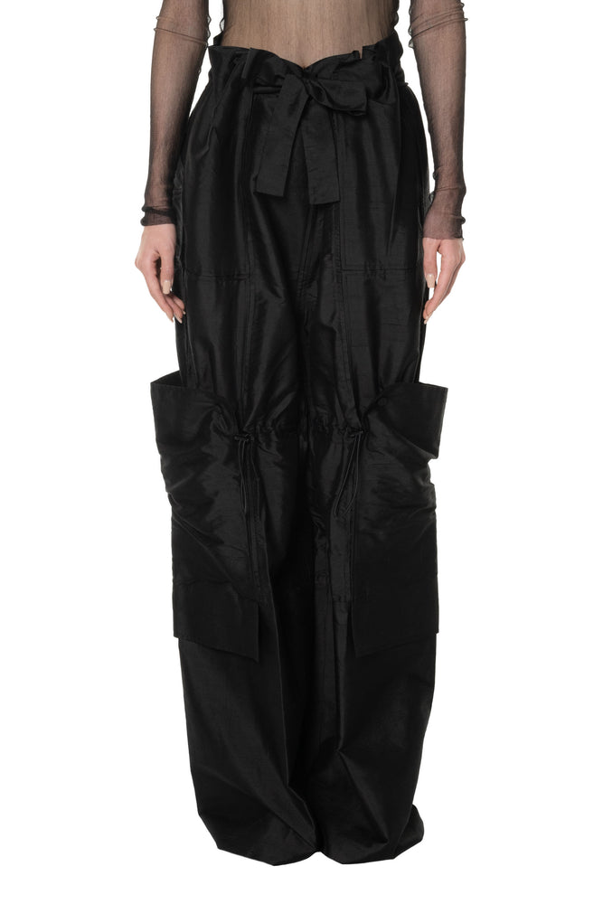 Linen and Silk Pants Black