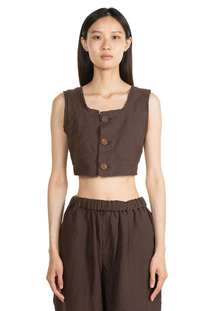 Linen Tank Top Brown
