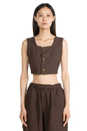 Linen Tank Top Brown
