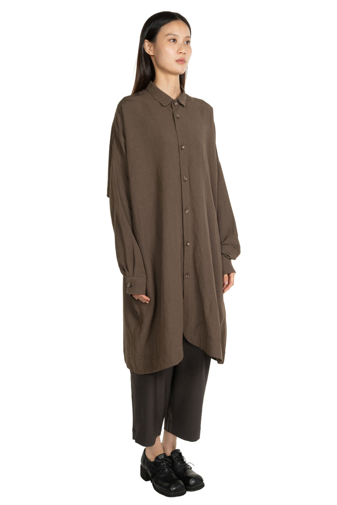 Long Brown Shirt With Pockets