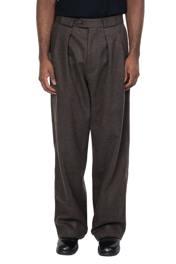 Long Wide Pants Wool Cashmere Coffee Brown