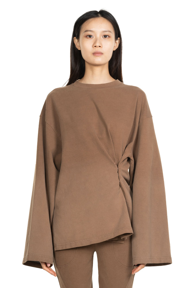 Loose-Fit Washed Long Sleeve Top