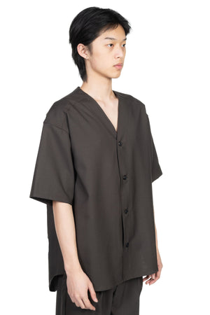 Lownn Collarless Shirt Dark Brown