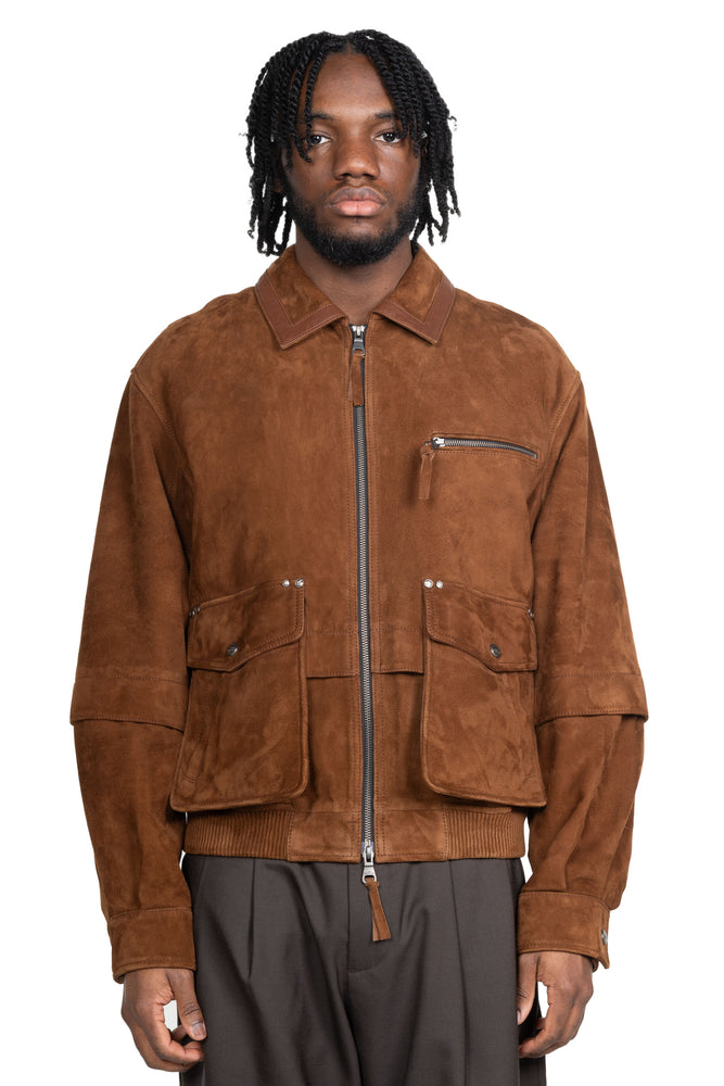 Mikoos Suede Bomber Jacket Brown
