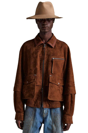 Mikoos Suede Bomber Jacket Brown