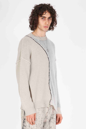 Mohair Contrasting Crew Neck Knit