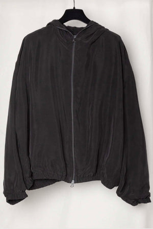 Gabriela Coll Garments NO.216 Double Hooded Zipper Jacket Black