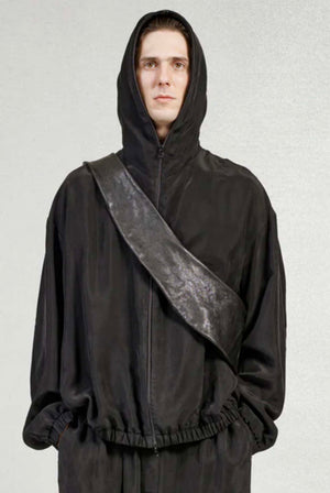 NO.216 Double Hooded Zipper Jacket Black