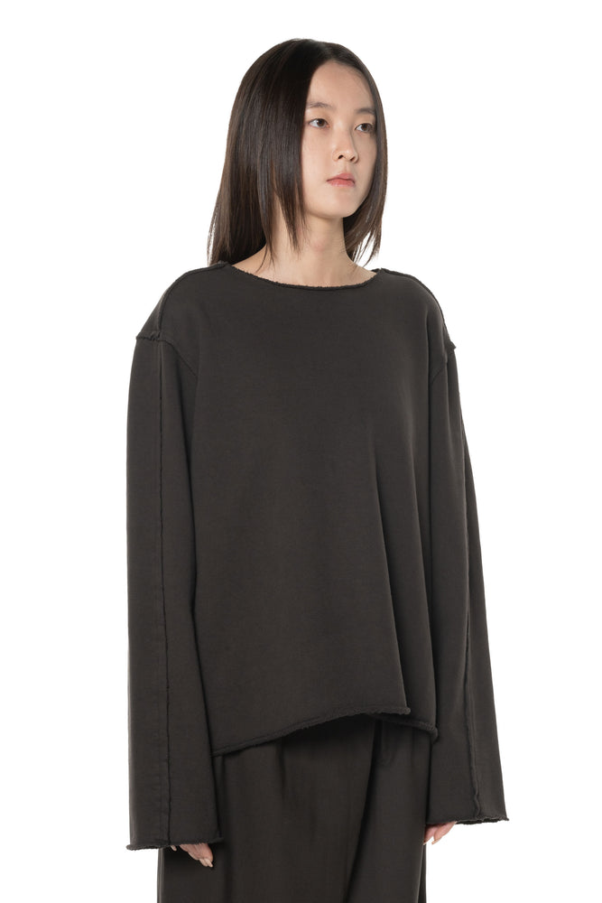 NO.317 Organic Cotton Fleece Top Brown