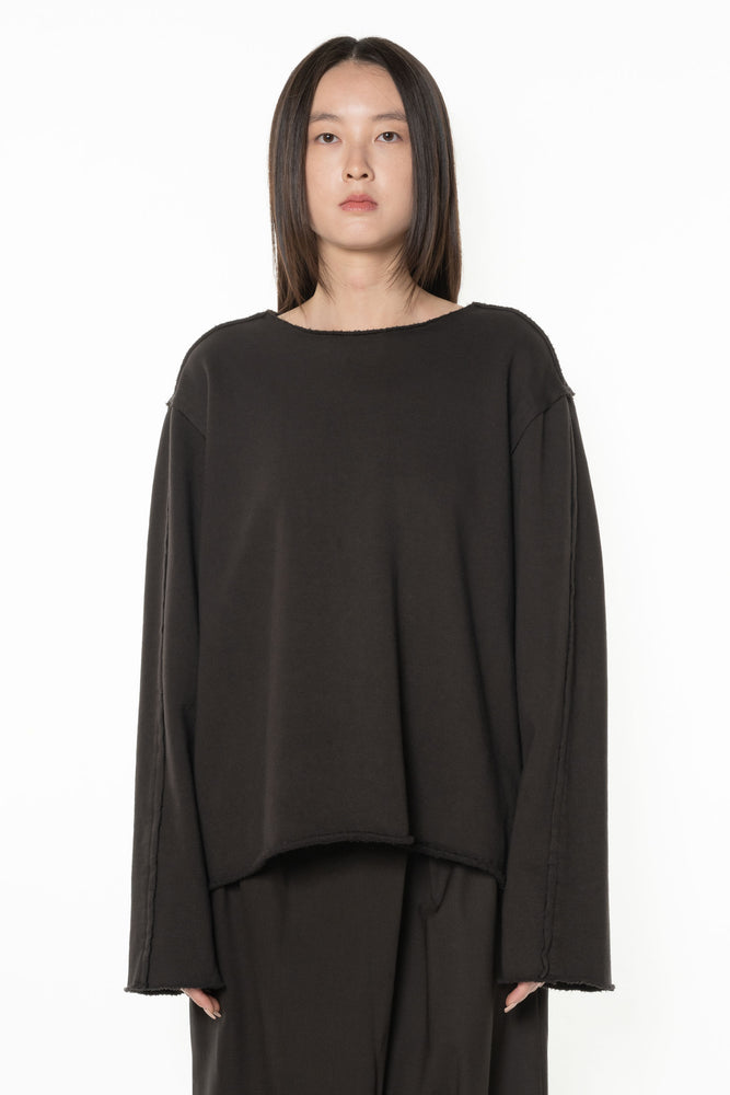 NO.317 Organic Cotton Fleece Top Brown