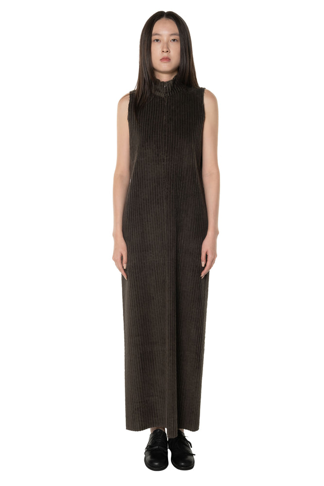 NO.320 Corduroy Zipper Dress Brown