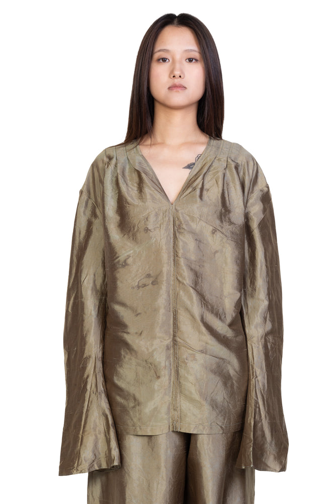 Olive Silk Dyed Shirt