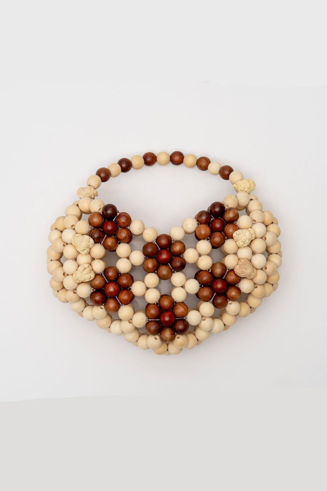 Pearwood Beaded Heart Shaped Bag