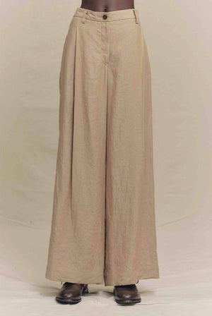 Pleated Wide Leg Trousers Burlywood