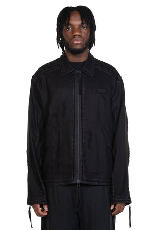 Prick Stitch Layered Jacket Black