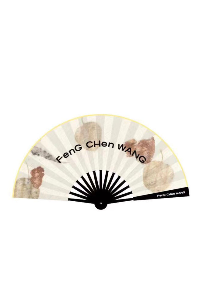 Printed Bamboo Fan Black