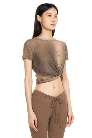 Printed Twisted Crew Neck Cropped Top
