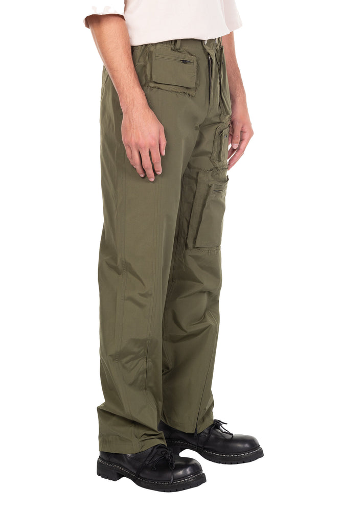 Raw Edge Multi-Pocket Pants Khaki