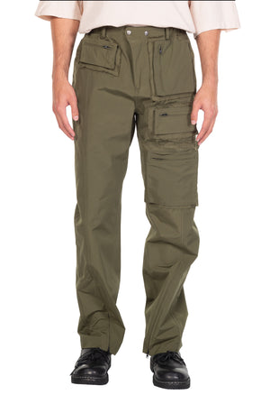 Raw Edge Multi-Pocket Pants Khaki