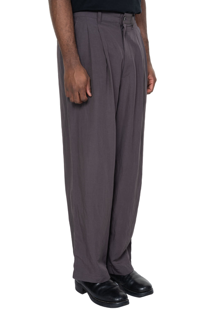 Rayon Linen Wide Easy Trousers Charcoal