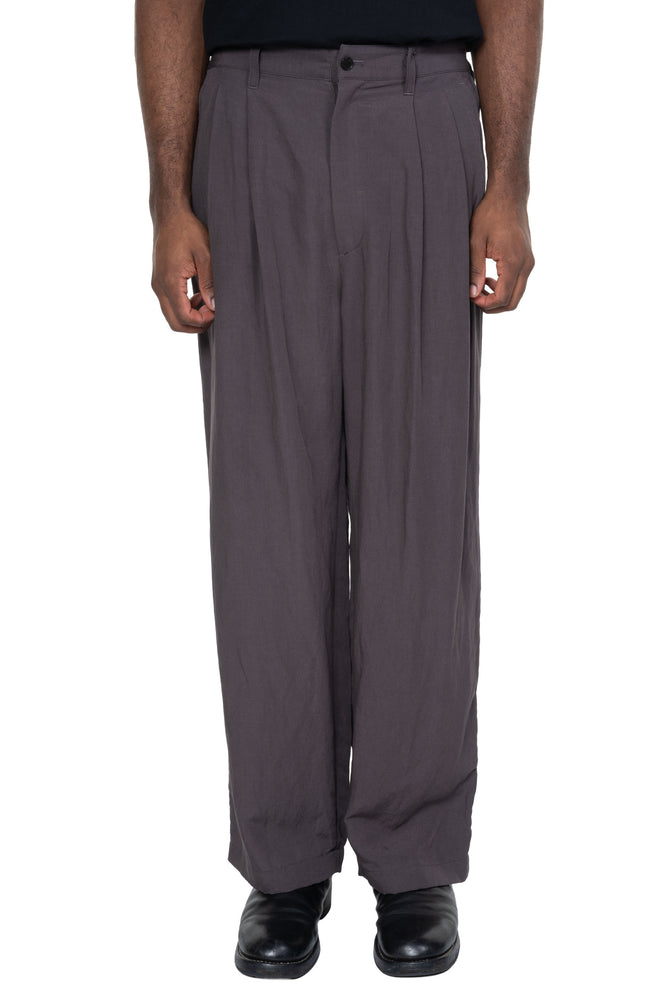 Rayon Linen Wide Easy Trousers Charcoal