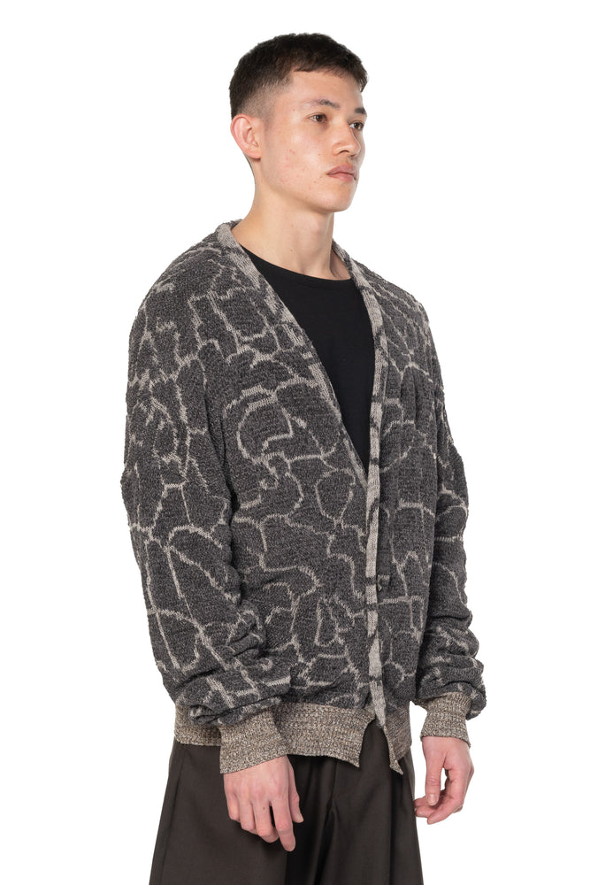 Reversible Paper-Yarn Jacquard Cardigan