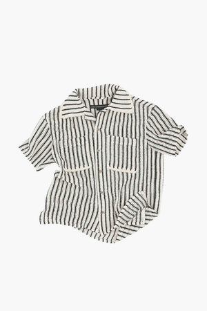 Sheer Stripe Knit Shirt Ecru