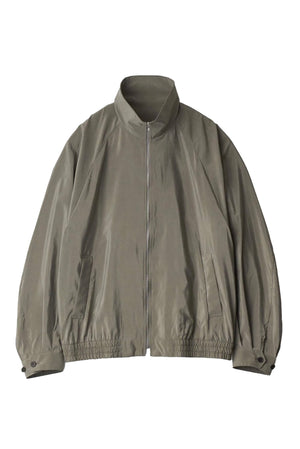 Silk Nylon Zip Up Blouson Taupe