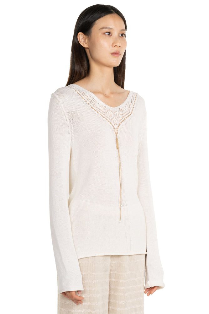 Silk Pendant Long Sleeve Top