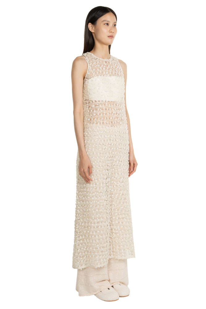 Silk Wool Check Vest Dress Flax