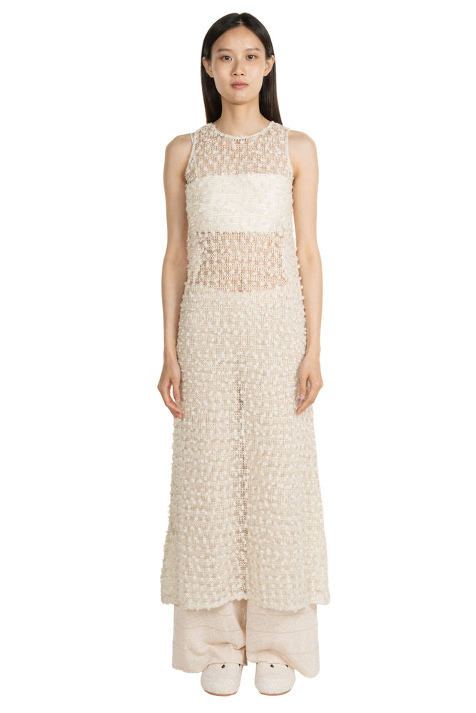 Silk Wool Check Vest Dress Flax