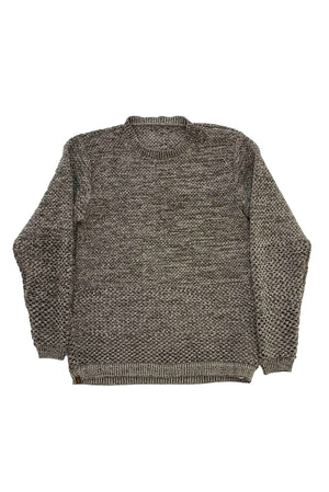 Solid Crochet Crewneck Sweater Moss Grey