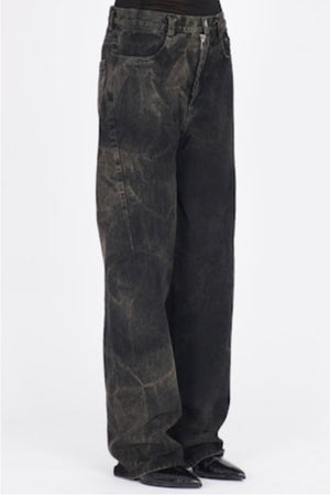 Straight Batik Wash Denim Pants Black