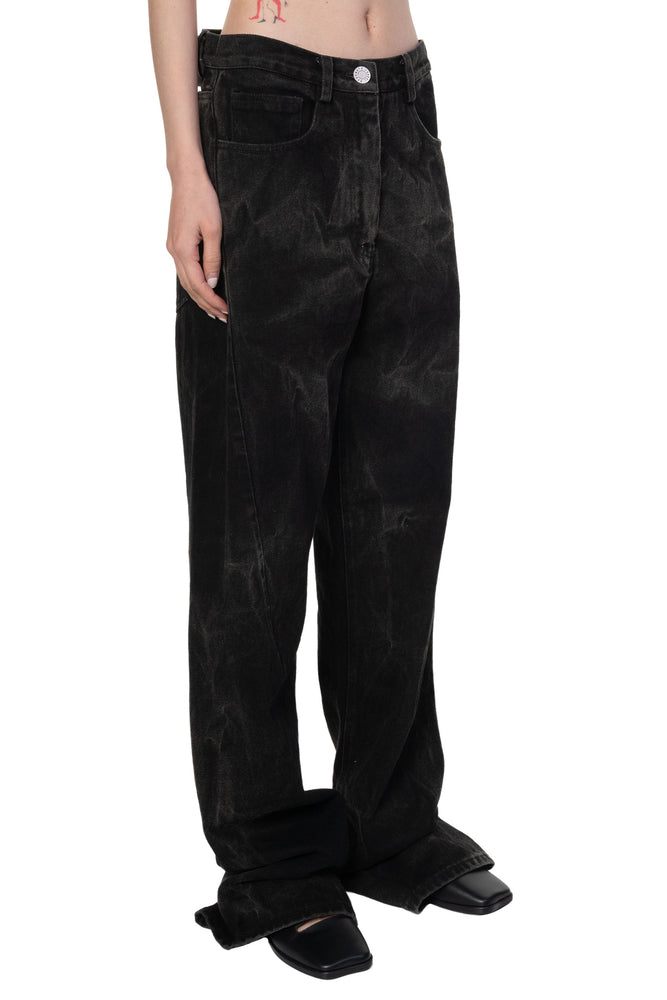 Straight Batik Wash Denim Pants Black