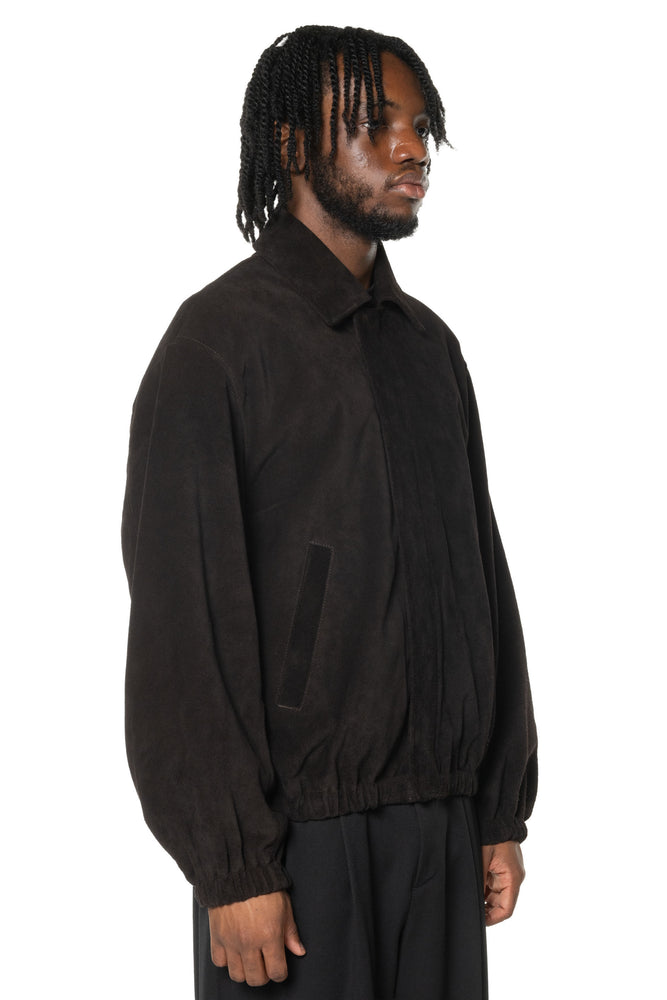 Suede Zip Short Jacket Dark Brown