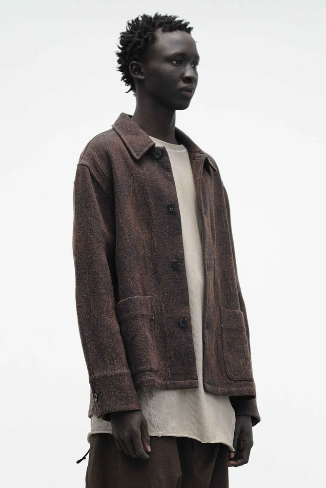 Textured Shirt Jacket Coffee Green