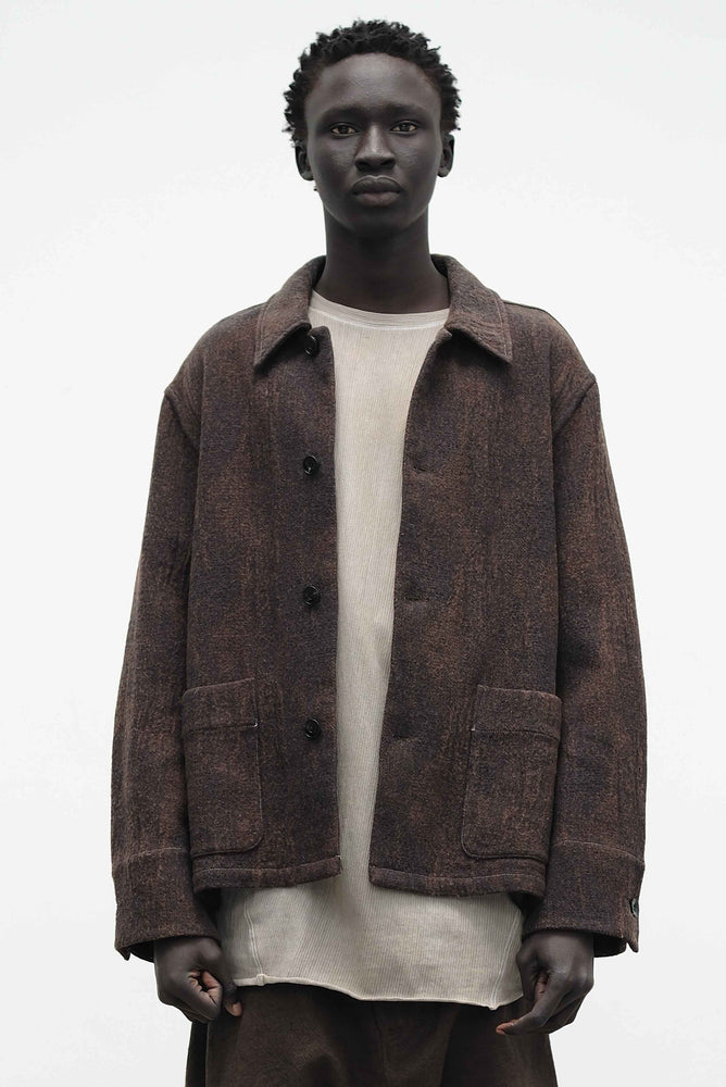 Textured Shirt Jacket Coffee Green