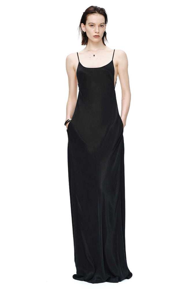 Tie Detailed Slip Dress Black